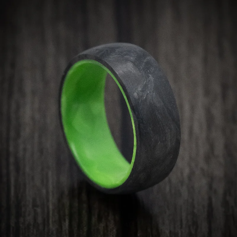 Forged Carbon Fiber and Juma Sleeve Men's Ring Custom Made Band