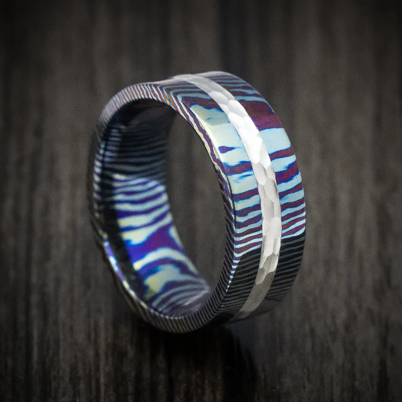 Kuro-Ti Twisted Titanium and Silver Heat-Treated Men's Ring Custom Made Band