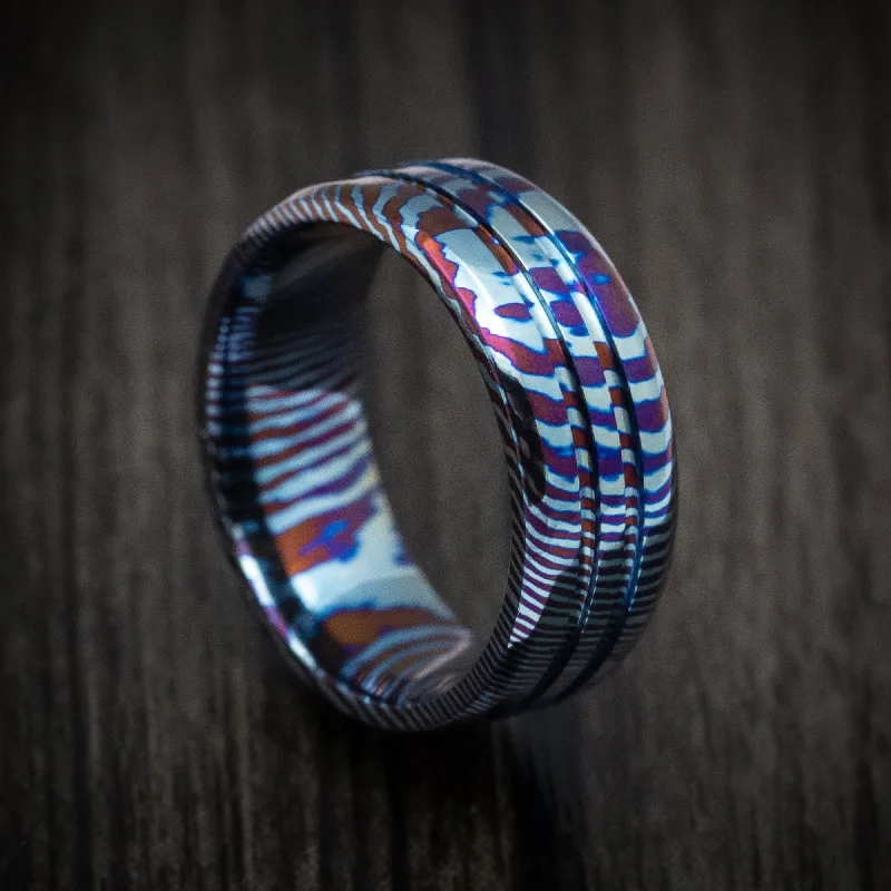 Kuro-Ti Twisted Titanium Heat-Treated Men's Ring Custom Made Band