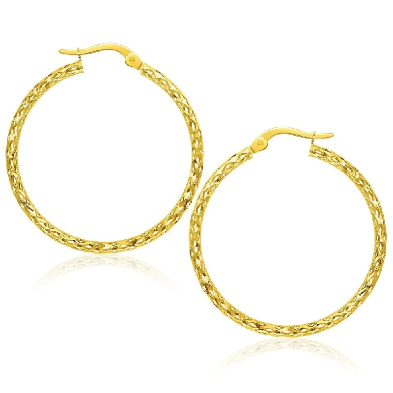 Large Textured Hoop Earrings in 10k Yellow Gold