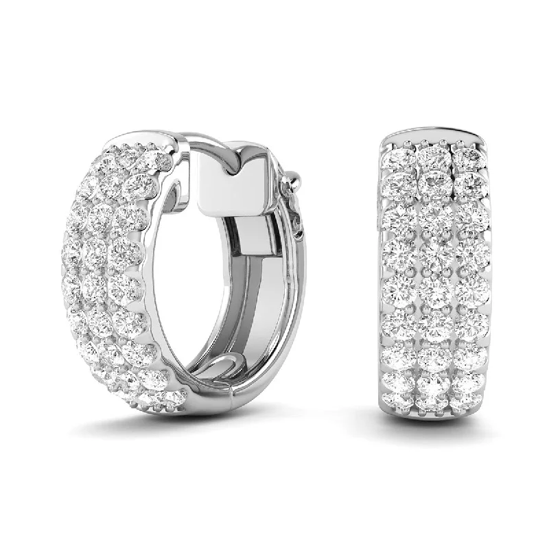 Marquee 1/2 Carat TW Multi-Row Diamond Pave Hoop Earrings in 14K White Gold