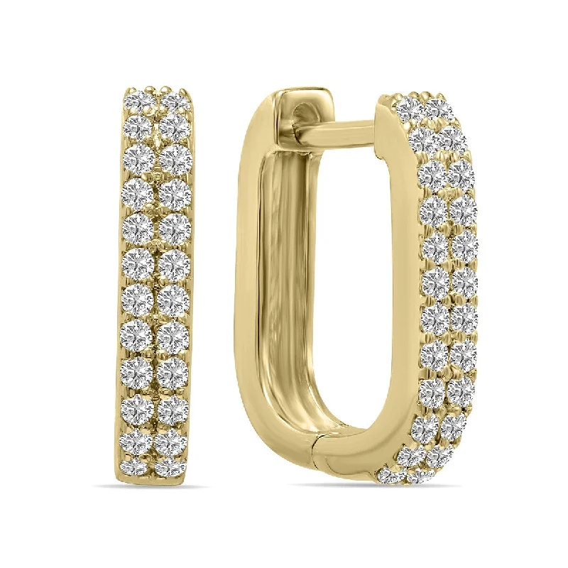 Marquee 1/4 CTW Oval Lab Grown Diamond Huggies Hoop Earrings in 10K Yellow Gold (F-G Color, VS1- VS2 Clarity)