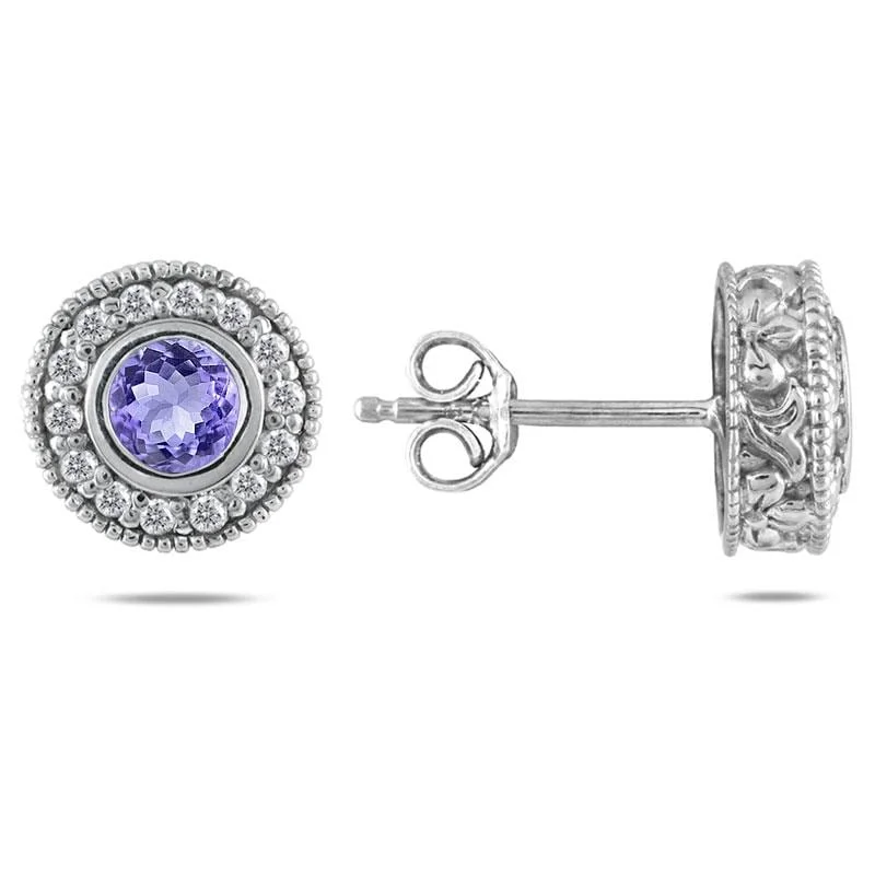 Marquee 10k White Gold Tanzanite and 1/3ct TDW Diamond Earrings (I-J, I1-I2)