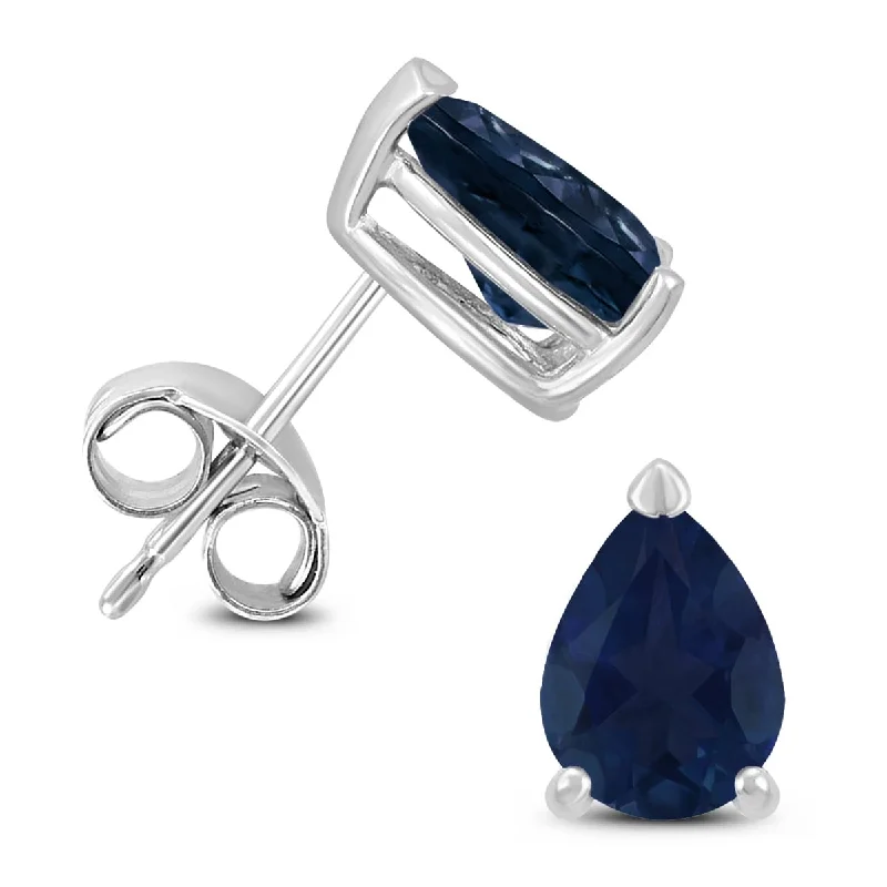 Marquee 14K White Gold 5x3MM Pear Sapphire Earrings