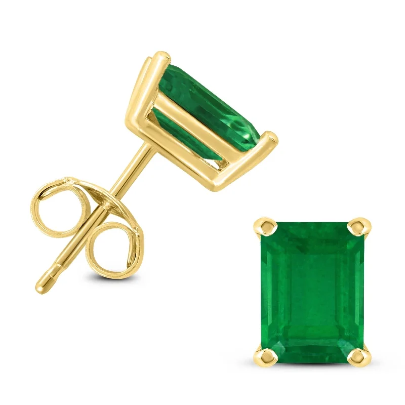 Marquee 14K Yellow Gold 6x4MM Emerald Shaped Emerald Earrings