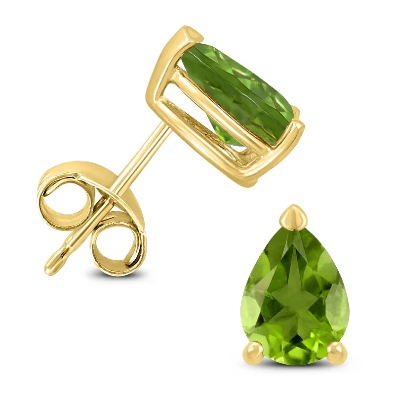 Marquee 14K Yellow Gold 8x6MM Pear Peridot Earrings