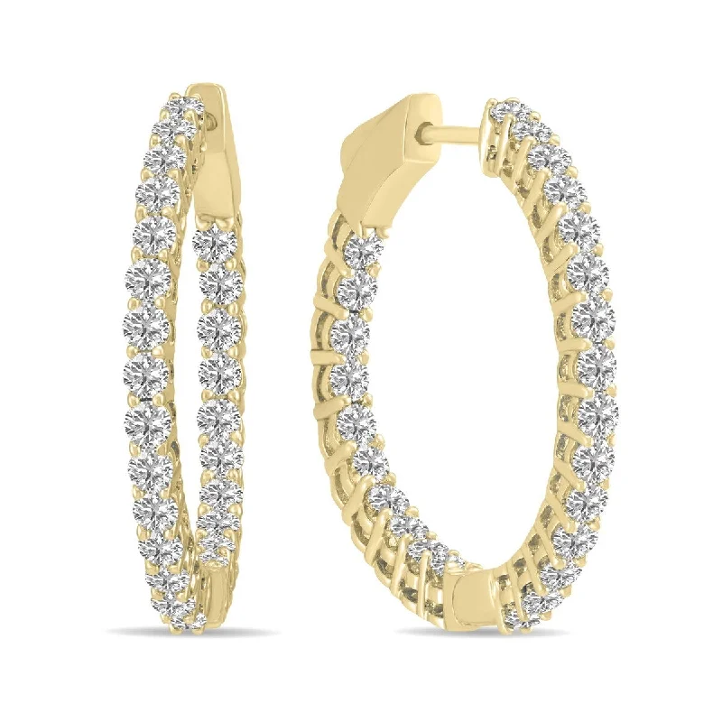 Marquee 2 Carat TW Round Lab Grown Diamond Hoop Earrings in 14K Yellow Gold