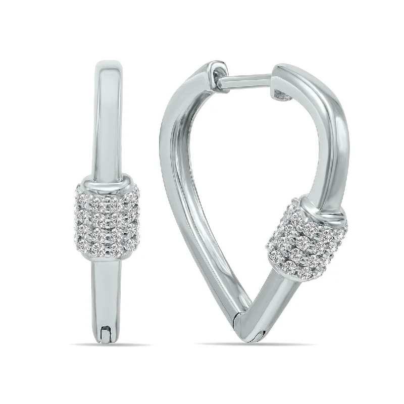 Marquee 3/8 CTW Heart Shape Lab Grown Diamond Huggies Hoop Earrings in 10K White Gold (F-G Color, VS1- VS2 Clarity)