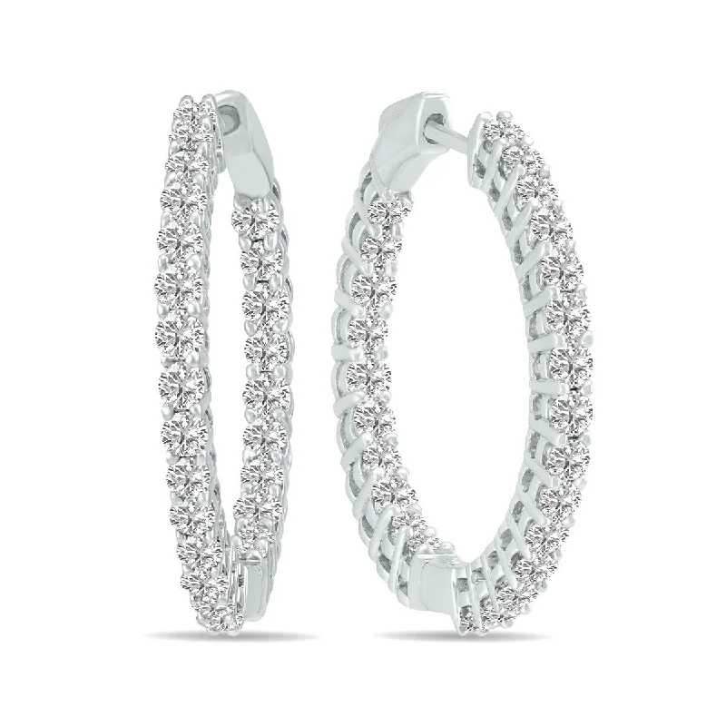 Marquee 5 Carat TW Round Lab Grown Diamond Hoop Earrings in 14K White Gold