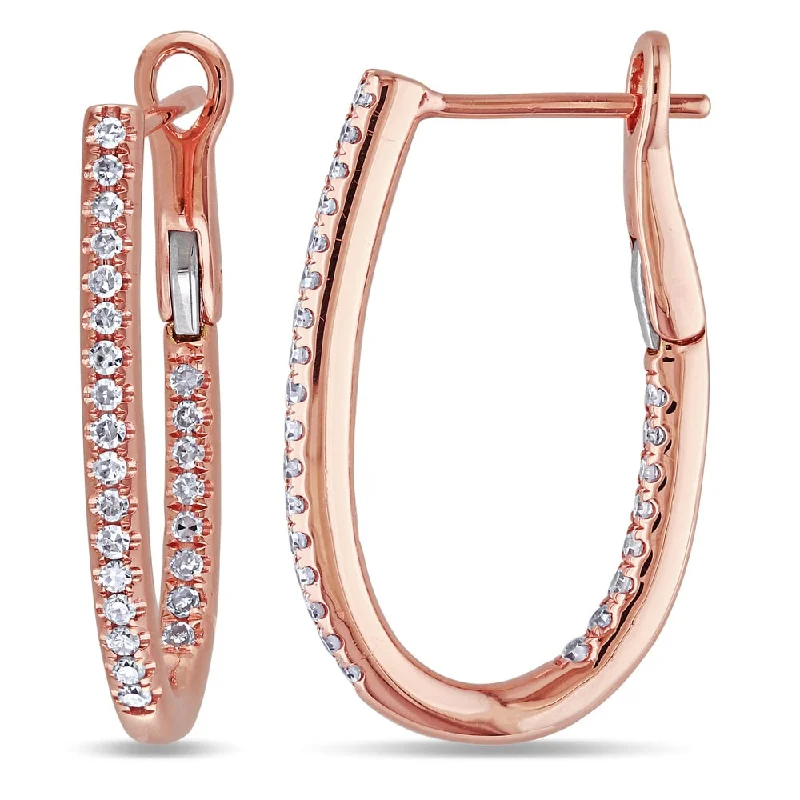 Miadora 14k Rose Gold 1/4ct TDW Diamond Cuff Earrings