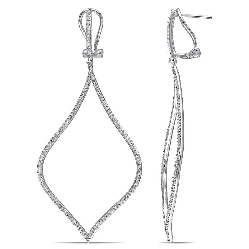 Miadora Signature Collection 14k White Gold 3/4ct TDW Diamond Dangle Earrings