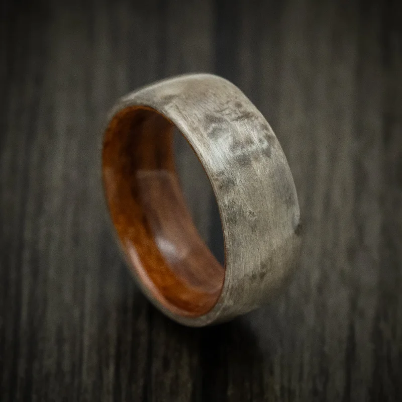 Rosewood and Grey Birdseye Maple Wood Men's Ring Handmade Band