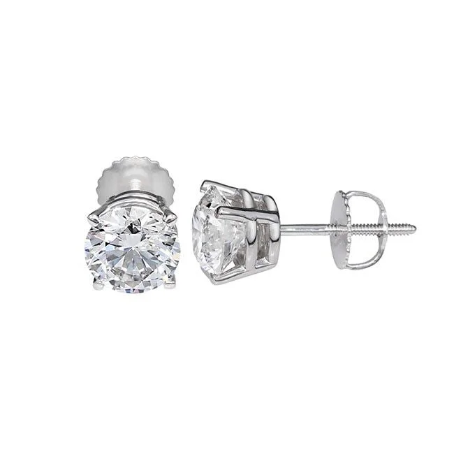 Signature Certificate EcoLove 2-1/2 CTW Round Lab Grown Diamond Solitaire Stud Earrings in 14KT White Gold