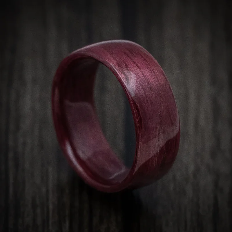 Solid Purple Heart Wood Men's Ring Handmade Band