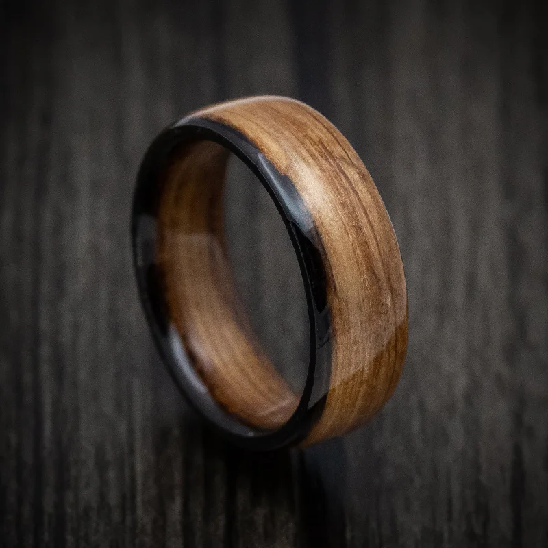 Solid Whiskey Barrel Wood Men's Ring Handmade Band