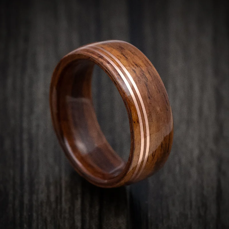 Solid Wood Men's Band with Copper Inlays