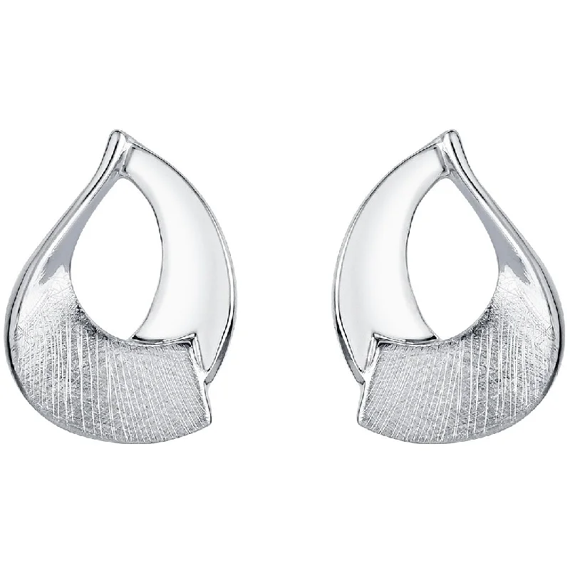 Sterling Silver Sculpted Open Teardrop Earrings