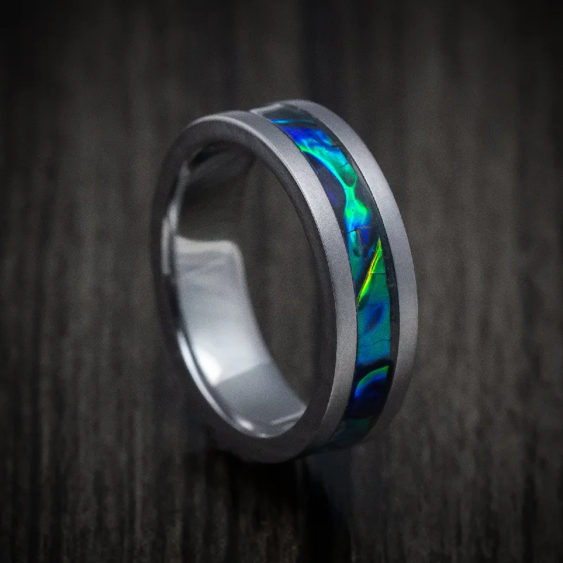 Tantalum and Dichrolam Inlay Men's Ring Custom Made Band