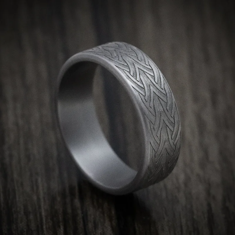 Tantalum Men's Ring with Celtic Arrow Knot Pattern Custom Band