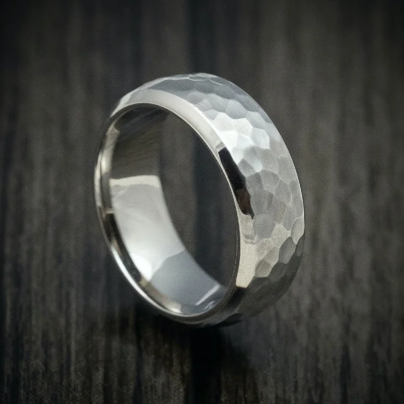 Titanium Hammered Men's Ring Custom Made Band