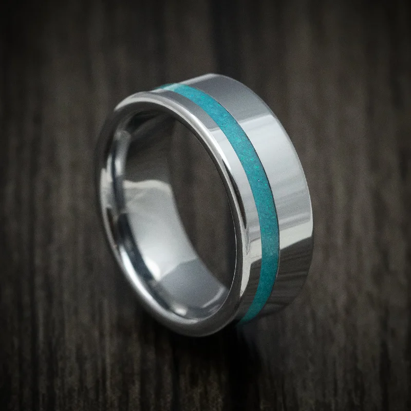 Tungsten Men's Ring With Opal Inlay Custom Made