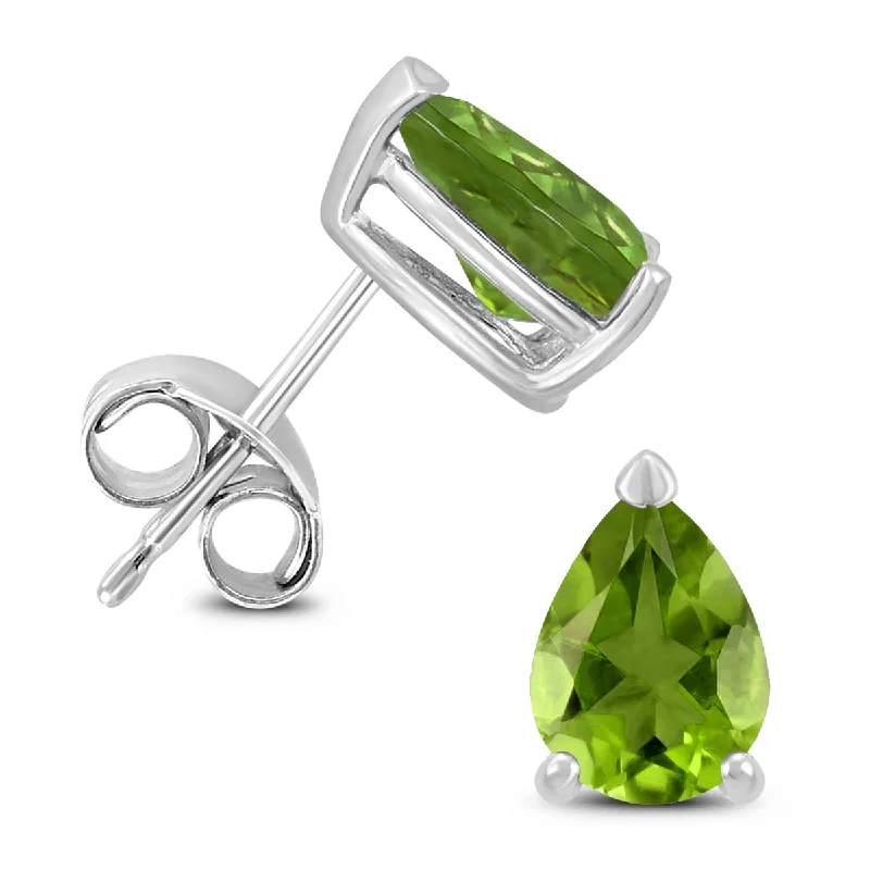 Marquee 14K White Gold 6x4MM Pear Peridot Earrings